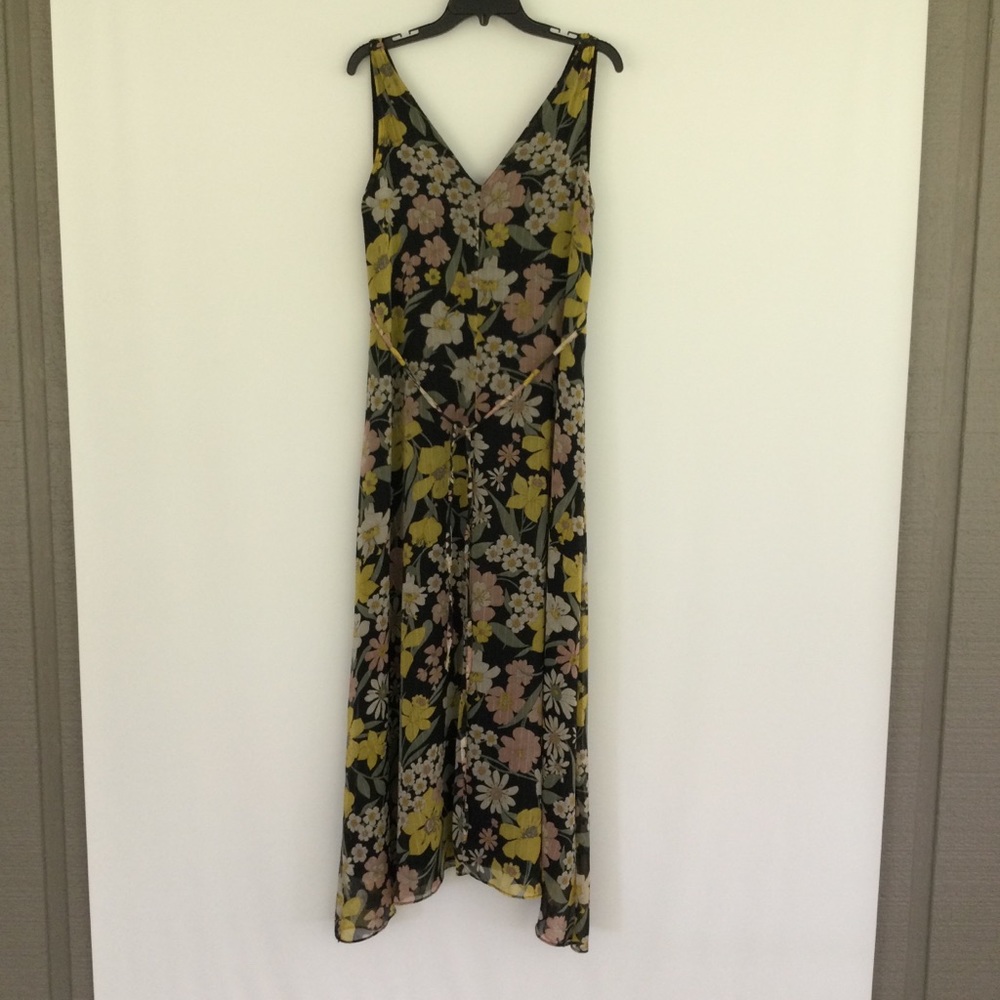 Zara Floral Maxi Dress - Black, Yellow, Pink
